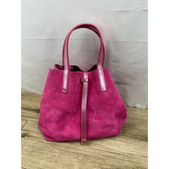 Tiffany & Co. Suede Leather Bucket Bag Pink‎ Metallic Trim Designer Tote - Picture 1 of 15